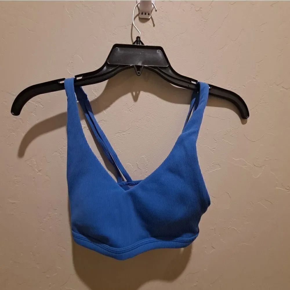 NWT Aerie OFFLINE Goals Ribbed Plunge Sports Bra, Size XXS lightly padde…